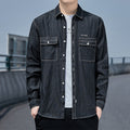 Mens Long-sleeve Shirt Slim-fit Casual Jacket