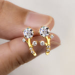S925 Sterling Silver Branch Stud Earrings, 5mm D-VVS1 Moissanite, Platinum Plated 2g Women's Nature Jewelry Gift Box