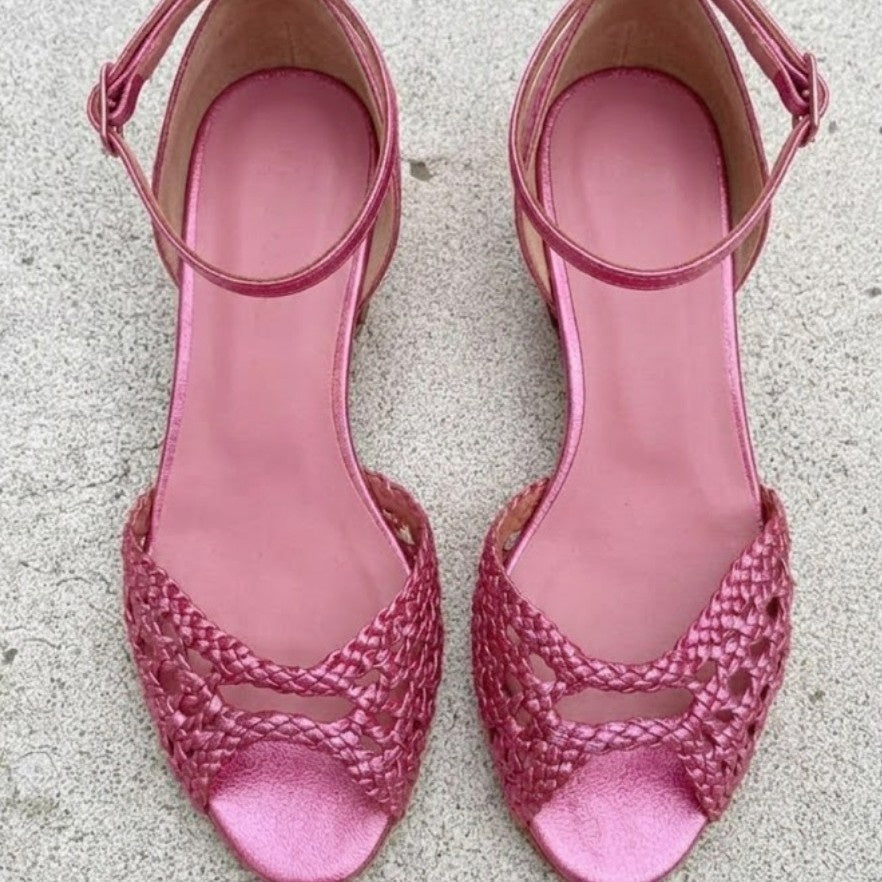 Retro Knitted Hollow-Out Low-Heel Closed-Toe Shoes For Women