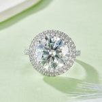 S925 Sterling Silver 8ct Moissanite Ring, 13mm D-VVS1 Double Halo Pave Band, Platinum Plated US Sizes 5-9 GRA Gift Box