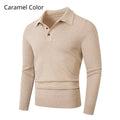 Fashionable Lapel-Neckline Buttoned Casual Pullover Base-Layer Knit Sweater