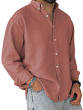 Mens Washed-cotton Long-sleeve Button-down Shirt