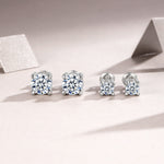 S925 Sterling Silver Moissanite Stud Earrings, 0.5&2ct D-VVS1 4-Prong Basket Pave With Screw Backs, GRA Certificate Gift Box
