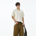 Mens Lapel Short-sleeve Polo Shirt Top