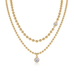 S925 Sterling Silver Gold Plated Layered Beaded Necklace, 1ct Pear D-VVS1 Moissanite Pendant, 23.3g Heavyweight Jewelry With GRA Certificate Gift Box
