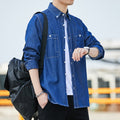 Mens Long-sleeve Shirt Slim-fit Casual Jacket