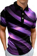 Mens 3D Digital-Print Sporty-Casual Geometric Short-Sleeve Shirt