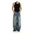 Street-style Vintage Washed Blue Jeans American Style