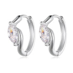 S925 Sterling Silver Marquise Cut Huggie Earrings, 3.5x7mm D-VVS1 Moissanite, Platinum Plated 2g Elegant Women's Jewelry Gift Box