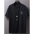 Mens Casual Loose-fit Short-sleeve Top