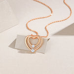 S925 Sterling Silver Rose Gold Double Heart Necklace, D-VVS1 Moissanite Pendant, 40&455cm Adjustable Chain, Women's Jewelry Gift Box With GRA Certificate