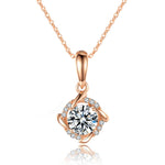 S925 Sterling Silver 1ct D-VVS1 Moissanite Necklace, Twisted Pendant Design, Platinum Plated 40&45cm Chain, GRA Certified Jewelry Gift Box