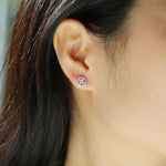 S925 Sterling Silver Round Halo Stud Earrings, D-VVS1 Moissanite Cluster, Platinum Plated 1.4g Women's Jewelry Gift Box