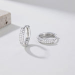 S925 Sterling Silver Pave Huggie Hoop Earrings, 86 D-VVS1 Moissanite, Platinum Plated 1.7g Women's Jewelry Gift Box