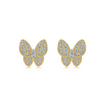 S925 Sterling Silver Butterfly Stud Earrings, D-VVS1 Marquise Moissanite Pave Wings, Platinum Plated 3.4g Women's Jewelry Gift Box