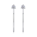 S925 Sterling Silver Long Hoop Earrings, 0.6ct D-VVS1 Moissanite, Platinum Plated 2.6g Women's Minimalist Jewelry Gift Box