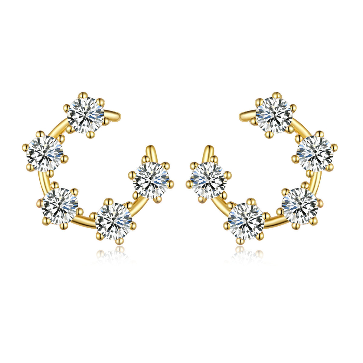 S925 Sterling Silver Crescent Hoop Earrings, D-VVS1 Moissanite Open Circle Design, Platinum Plated 3g Women's Jewelry Gift Box
