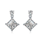 S925 Sterling Silver Princess Cut Drop Earrings, 1ct D-VVS1 Moissanite With Teardrop Top, Platinum Plated 1.7g Jewelry Gift Box