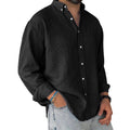 Mens Washed-cotton Long-sleeve Button-down Shirt