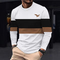 Men's Casual Crew-Neck Printed Long-Sleeve T-Shirt