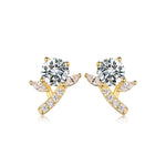 S925 Sterling Silver Flower Branch Stud Earrings, 5mm D-VVS1 Moissanite Leaf Design, Platinum Plated 2g Women's Jewelry Gift Box