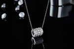 S925 Sterling Silver Barrel Pendant Necklace, 36 D-VVS1 Moissanite Pave, Platinum Plated 3.2g With GRA Certificate Gift Box
