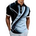 Mens 3D Digital-Print Sporty-Casual Geometric Short-Sleeve Shirt