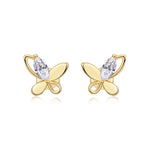 S925 Sterling Silver Gold Plated Butterfly Stud Earrings, D-VVS1 Moissanite, 4.8g Heavyweight Women's Jewelry Gift Box