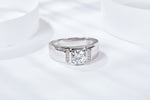 S925 Sterling Silver 1ct Moissanite Men's Ring, D-VVS1 Wide Band With Side Stones, Platinum Plated US Sizes 5-9, GRA Certified Gift Box
