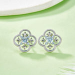 S925 Sterling Silver Clover Stud Earrings, 0.5ct D-VVS1 Moissanite, Platinum Plated Beaded Edge, 2.7g Women's Jewelry Gift Box