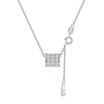 S925 Sterling Silver Barrel Pendant Necklace, 36 D-VVS1 Moissanite Pave, Platinum Plated 3.2g With GRA Certificate Gift Box