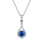 S925 Sterling Silver Teardrop Halo Necklace, 1ct D-VVS1 Moissanite & Lab-Grown Gems, Platinum Plated 1.7g With GRA Certificate Gift Box
