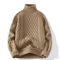 Round-neck High-neck Fleece-lined Solid-color Sweater