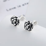 S925 Sterling Silver Vintage-Style Antique-Rose Flower Stud Earrings