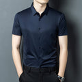 Men's Solid Color Button Short-sleeved Shirt Top