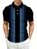 Mens 3D Digital-Print Sporty-Casual Geometric Short-Sleeve Shirt