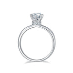 S925 Sterling Silver 1ct Moissanite Engagement Ring, D-VVS1 6-Prong Solitaire With Pave Collar, US Sizes 5-9, GRA Certificate Gift Box