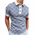 Mens 3D Digital-Print Sporty-Casual Geometric Short-Sleeve Shirt