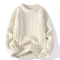 Round-neck High-neck Fleece-lined Solid-color Sweater
