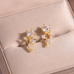 S925 Sterling Silver Branch Stud Earrings, 5mm D-VVS1 Moissanite, Platinum Plated 2g Women's Nature Jewelry Gift Box