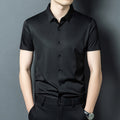 Men's Solid Color Button Short-sleeved Shirt Top