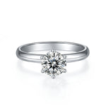 S925 Sterling Silver 1ct Moissanite Engagement Ring, D-VVS1 6-Prong Solitaire With Pave Collar, US Sizes 5-9, GRA Certificate Gift Box