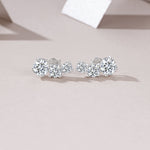 S925 Sterling Silver 3-Stone Graduated Stud Earrings, 1ct D-VVS1 Moissanite Journey Earrings, Platinum Plated 2.5g With GRA Certificate Gift Box
