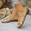 Summer New Korean-style Thin-strap Rhinestone Slimming Flat Sandals