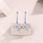 S925 Sterling Silver Clover Drop Huggie Earrings, 0.1ct D-VVS1 Moissanite, Platinum Plated 3.8g Women's Jewelry With GRA Certificate Gift Box
