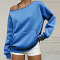Fashionable Pullover Crew-Neck Off-Shoulder Sweatshirt For Women
