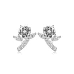 S925 Sterling Silver Flower Branch Stud Earrings, 5mm D-VVS1 Moissanite Leaf Design, Platinum Plated 2g Women's Jewelry Gift Box