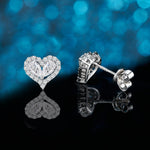 S925 Sterling Silver Heart Moissanite Stud Earrings, 3x5mm D-VVS1 Two-Stone Halo, Platinum Plated 1.9g Romantic Jewelry Gift Box