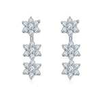 S925 Sterling Silver Star Dangle Earrings, D-VVS1 Moissanite Cluster Drop Earrings, Platinum Plated 1.5g Women's Jewelry Gift Box