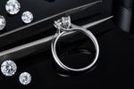 S925 Sterling Silver 1ct Moissanite Engagement Ring, D-VVS1 Round Cut 6-Prong Twisted Band, Platinum Plated US Sizes 5-9, GRA Certificate Gift Box